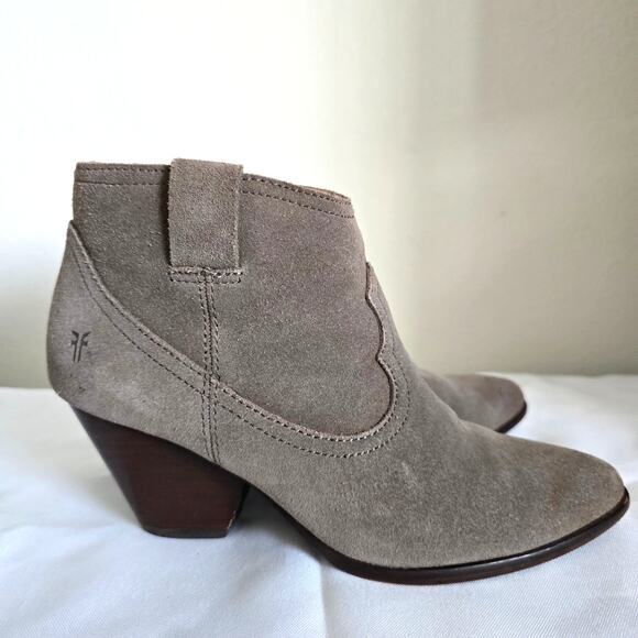 Frye Reina Ankle Western Suede Boots Booties Tan/Gray Size US 6M Boho - Picture 2 of 10